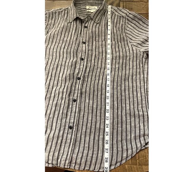 Madewell Gray Striped Casual Button Down Shirt - Picture 6 of 6